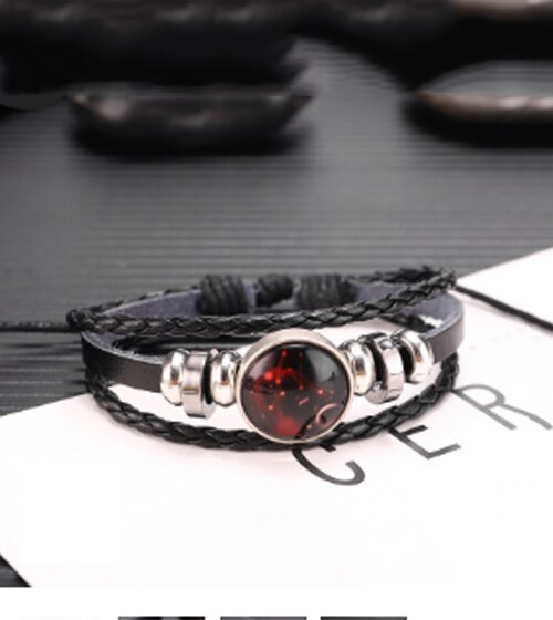 Læderarmbånd til kvinder rustfrit stål par armbånd kæde tolv konstellationer mænd armbånd mandlig tilbehør boho smykker: Jomfru
