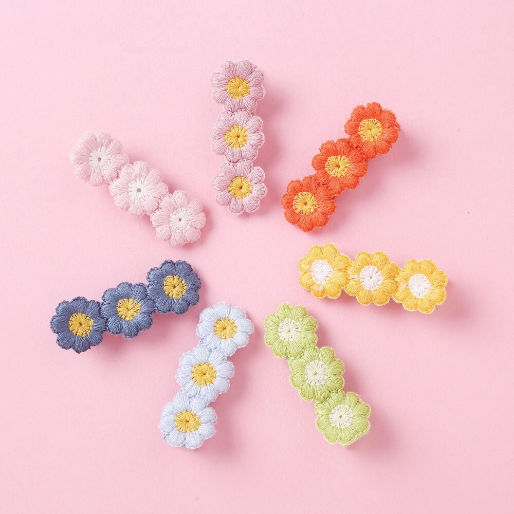Cute Fabric Children's Hair Accessories Solid Color Wool Sunflower Hairpin Girls Word Clip Ponytail Clip Side Clip