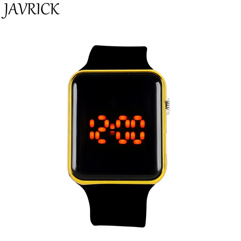 Javrick Unisex Siliconen Led Sport Horloge Digital Armband Horloges Zwart Horloge