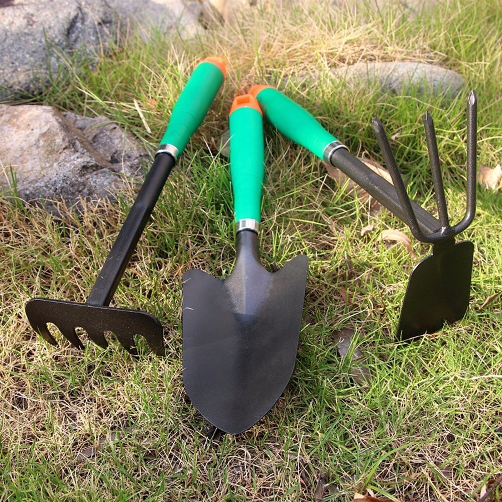 3pcs Garden hand Tool Garden tools kit Garden Park size shovel rake hoe small hoe rake balcony vegetable planting Loosen Soil