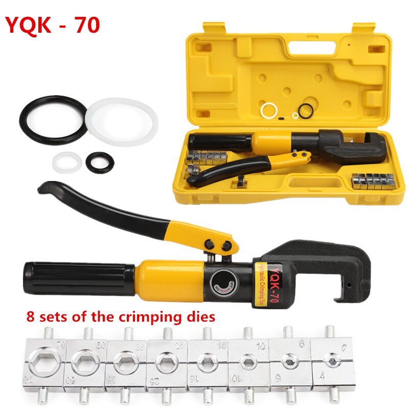 8T Hydraulic Pressure Clamping Pliers Kit With Dies Steel Cutter Power Tool Hydraulic Crimping Tool Hydraulic Compression Tool: YQK  70