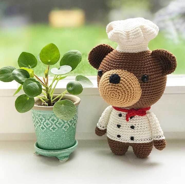 Bonito Oso de Chef, conjunto de lana de fieltro artesanal, no terminado, Kit de artesanía para paquete de Material de aguja: Finished Doll