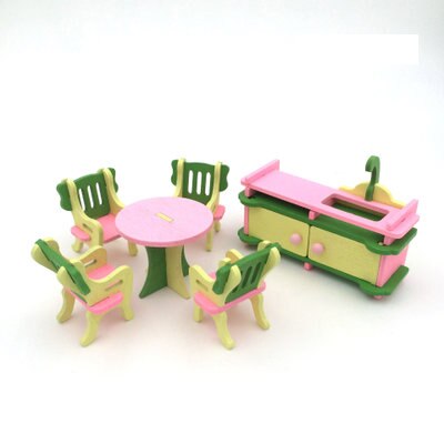 Domek dla lalek drewniany kolorowy miniaturowy domek dla lalek zabawkowe meble zabawki dla dzieci symulacja meble modele wystrój domu lalka świąteczny prezent: 4