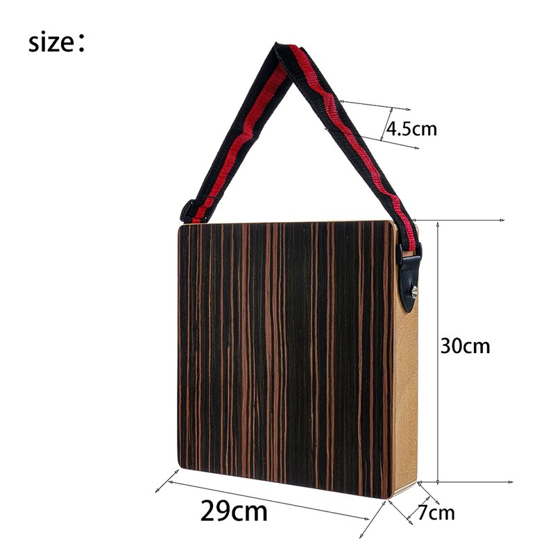 Wood Traveling Cajon Box Drum Stringed Persussion Instrument with Shoulder Strap