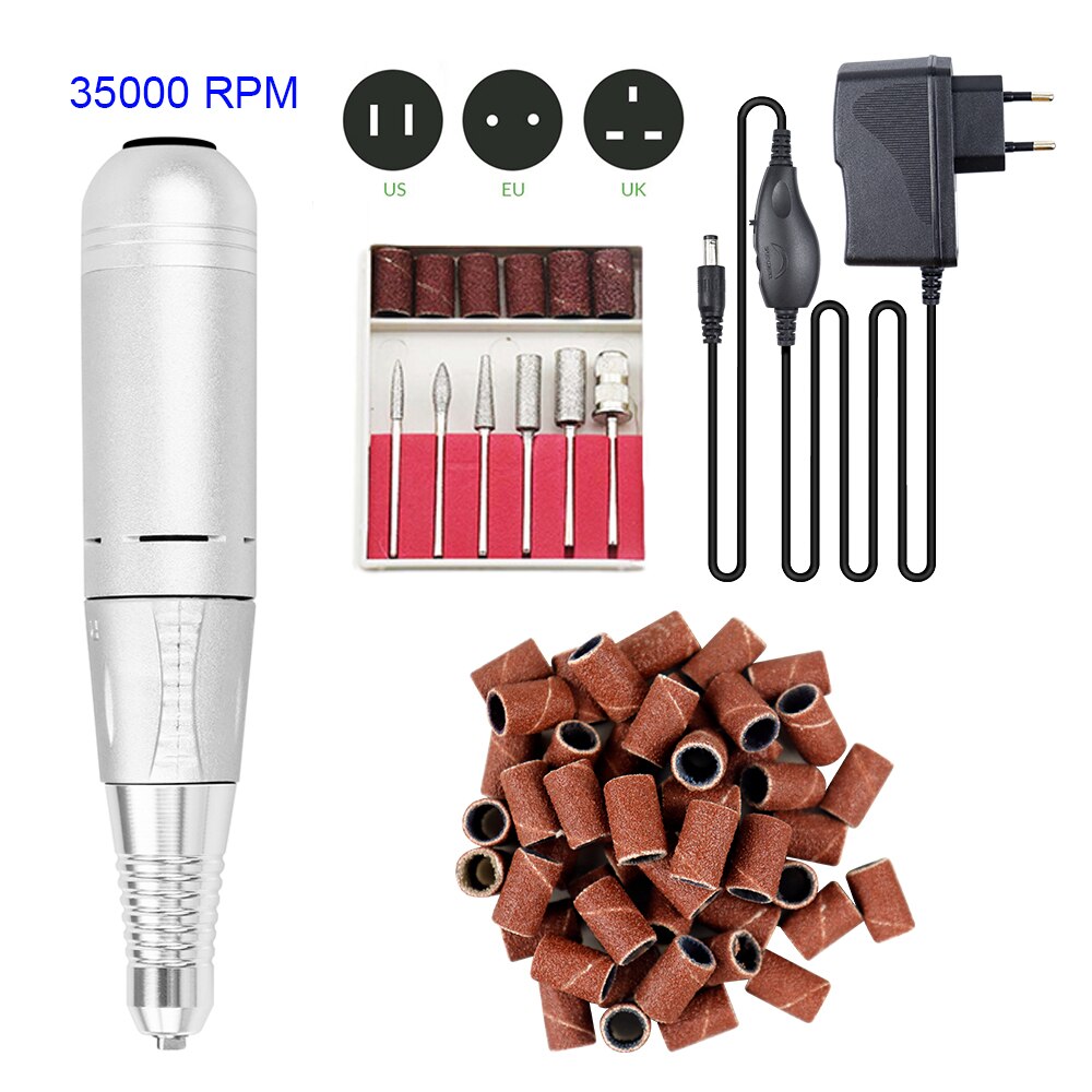 35000RPM Portable Electric Nail Drill Machine Nail File Kit for Manicure Pedicure Polishing Tools for Home Salon Use