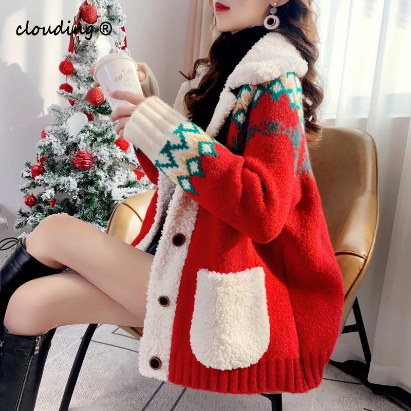 Multicolor Kerst Trui Vest Vrouwen Verdikte Winter Losse Gebreide Jas Pull Femme Jumper Dames Truien