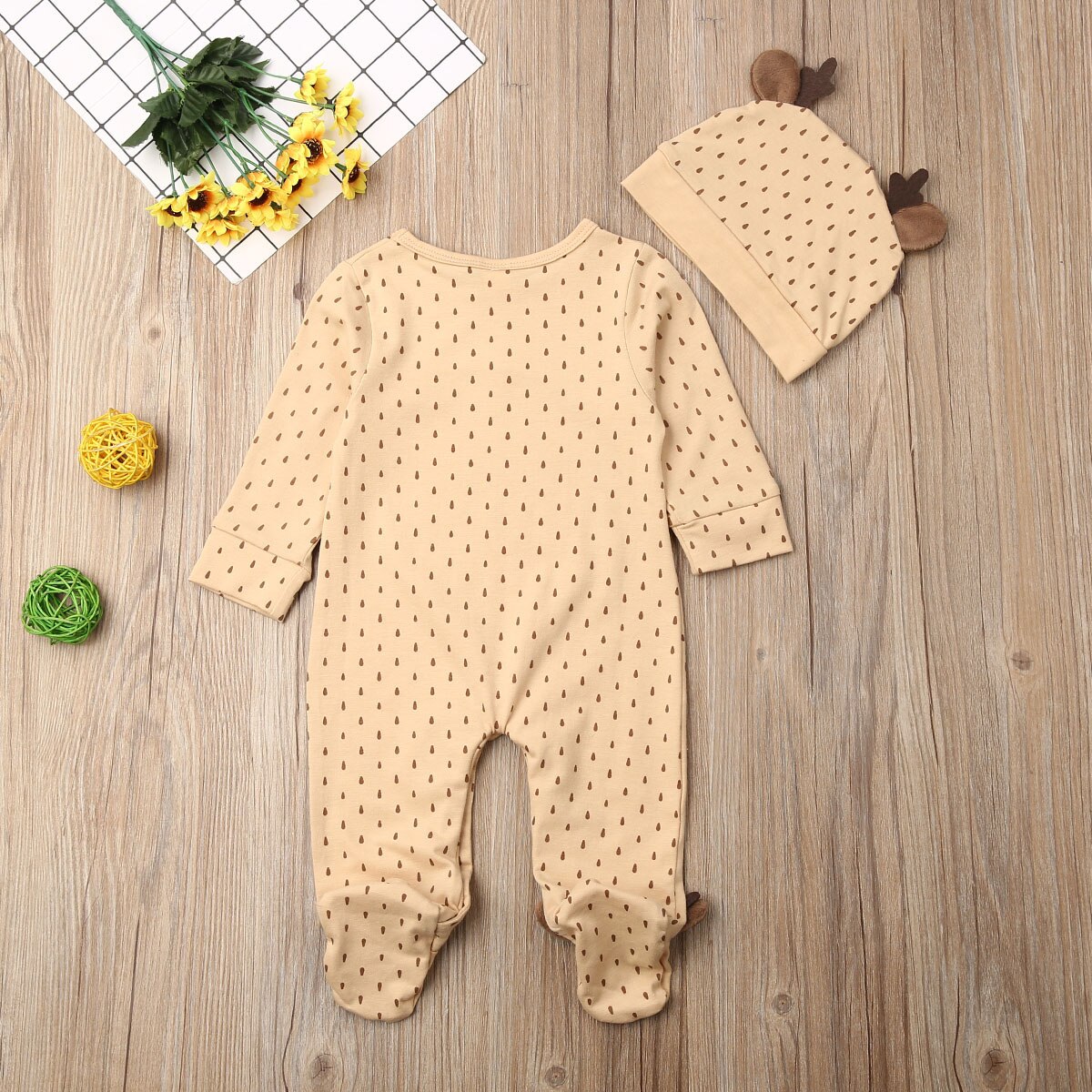 Xmas Elk Embroidery Romper Baby Girl Boy Clothes Long Sleeve Body Suit Jumpsuits Christmas Two Piece Clothes 0-18 M