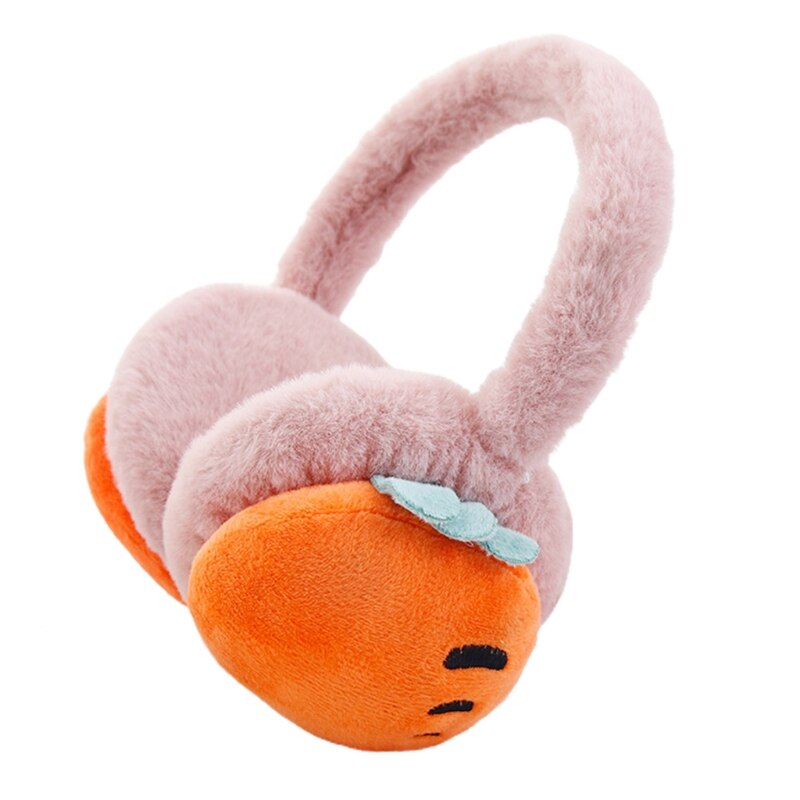 Ear Warmers For Kids Pink Strawberry Ear Muffs Girl Cute Plush Warm Soft Fluffy Cute Kawaii Winter Warm Earmuff Ear Muffs: Leather Pink