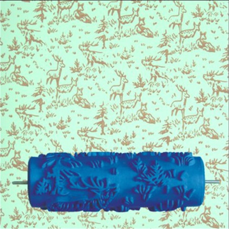 Wall Patterned Paint Rollers Decoration Tools 5" Rubber Roller Brush Tool Set 3D Pattern Wallpaper Room Decor Painting Machine: Red