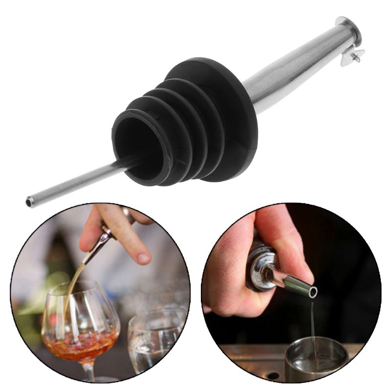 Stainless Steel Whisky Liquor Oil Flow Wine Bottle Pourer Pour Spout Stopper With Lid Barware Tool