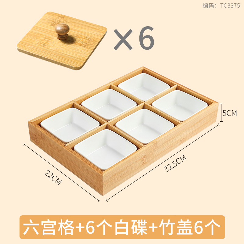 Bamboo Tray Dried Fruit Snacks Fruit Dessert Sushi Plate Pot Compartment Container Tea Table Snacks Dinner Plate: Blue