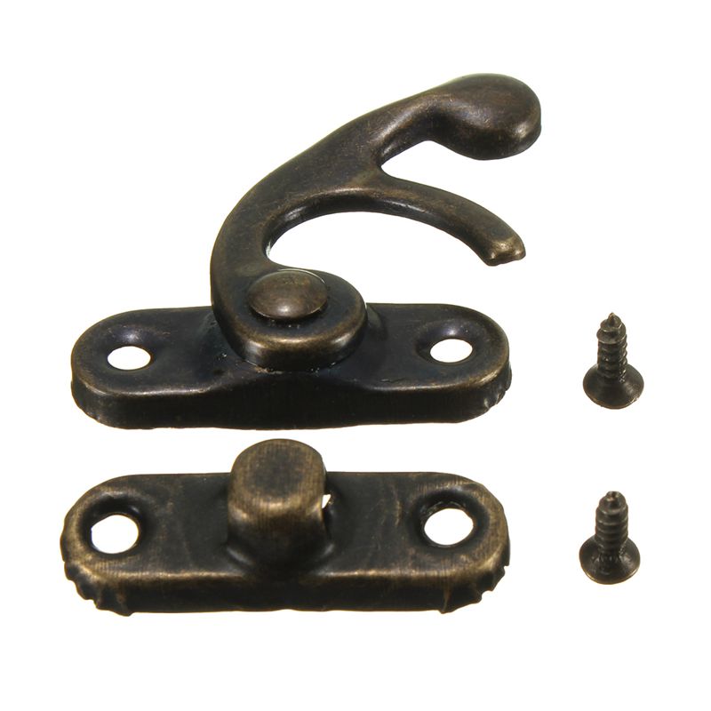 Swing Hook Clasp Metal Antique Brass Jewellery Box Latch Catch Trinket With Rivet