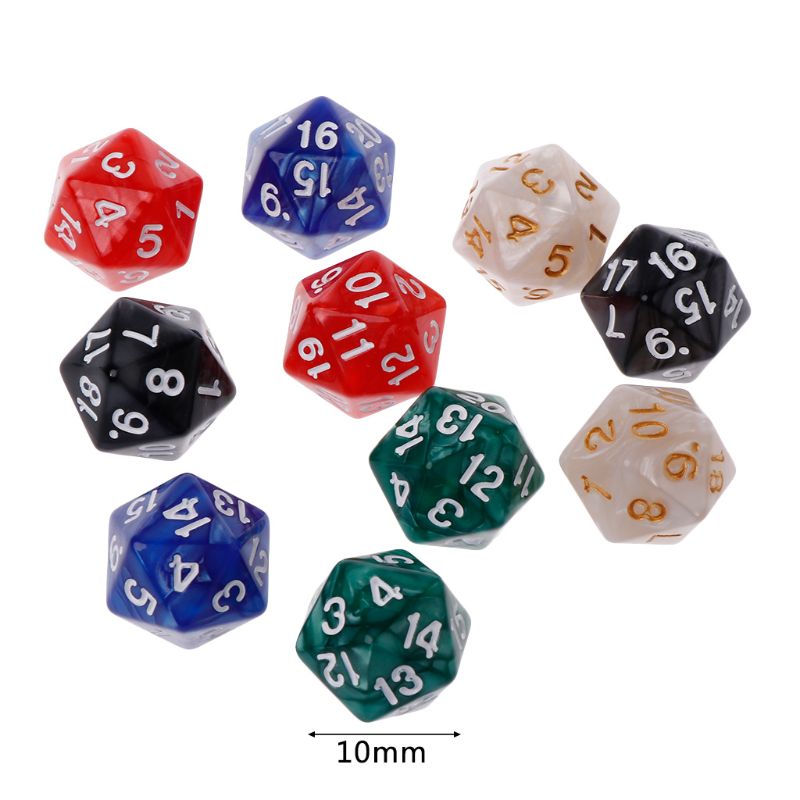 10pcs/set 20 Sided Dice D20 Polyhedral Dices For RPG Poly Desktop Table Games U2JB