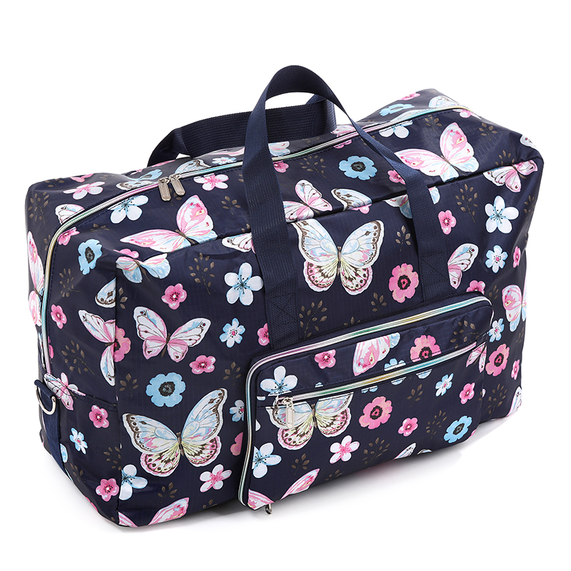 Foldable Travel Bag Women Large Capacity Portable Shoulder Duffle Bag Cartoon Waterproof Luggage Tote Bags with Shoulder Straps: Brown