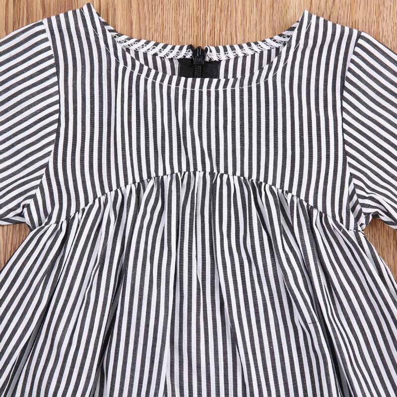 Summer Spring Baby Girls Top T-Shirts Toddler Baby Girls Stripes wide long sleeves irregular hem girls long style t-shirts 0-18M