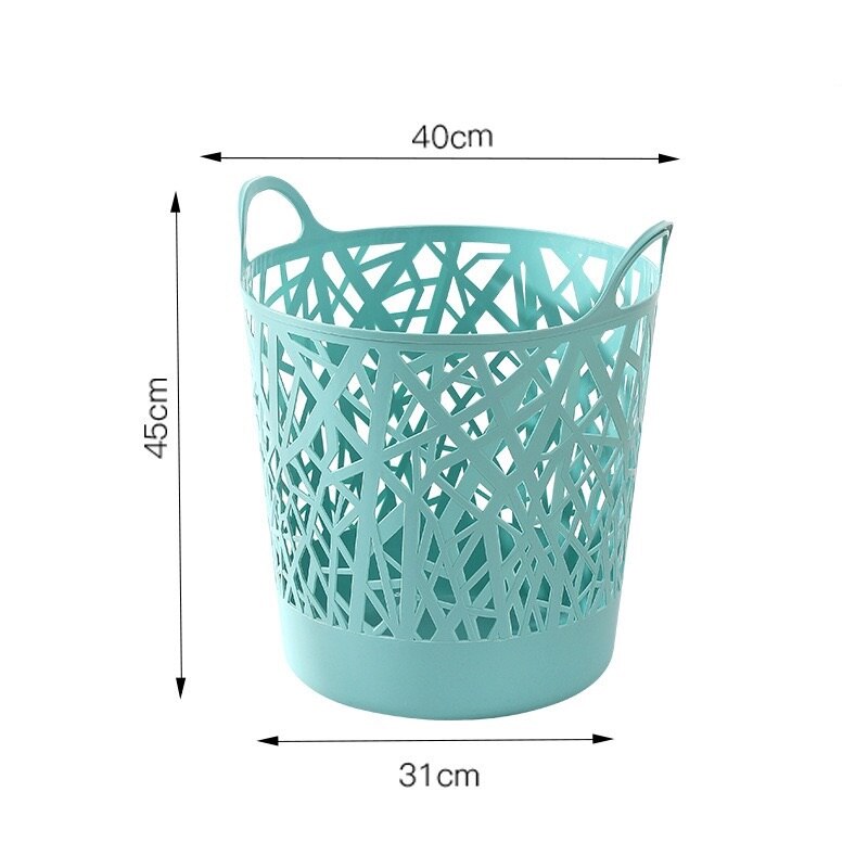 Japanese Style Dry Laundry Round Organizer Basket Home Organizer Plastic Clothes Living Room Bathroom Storage Container: Light Green