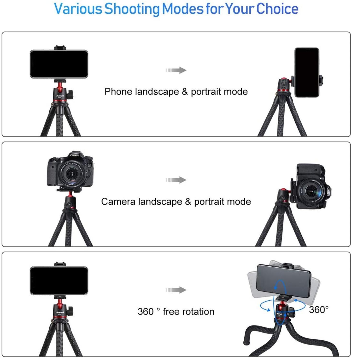 Ulanzi-trípode pulpo Flexible de viaje para teléfono inteligente, MT-11, DSLR, SLR, Vlog, cámara, iPhone, Huawei, portátil, 2 en 1