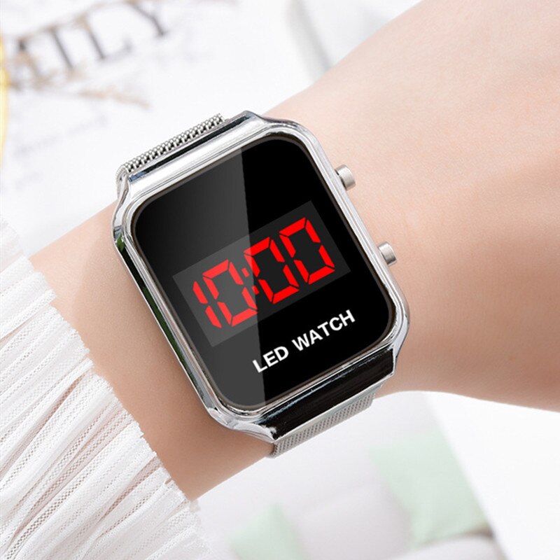 Reloj Digital deportivo cuadrado con personalidad para estudiantes , reloj de aleación con hebilla magnética para hombres y mujeres, relojes para parejas