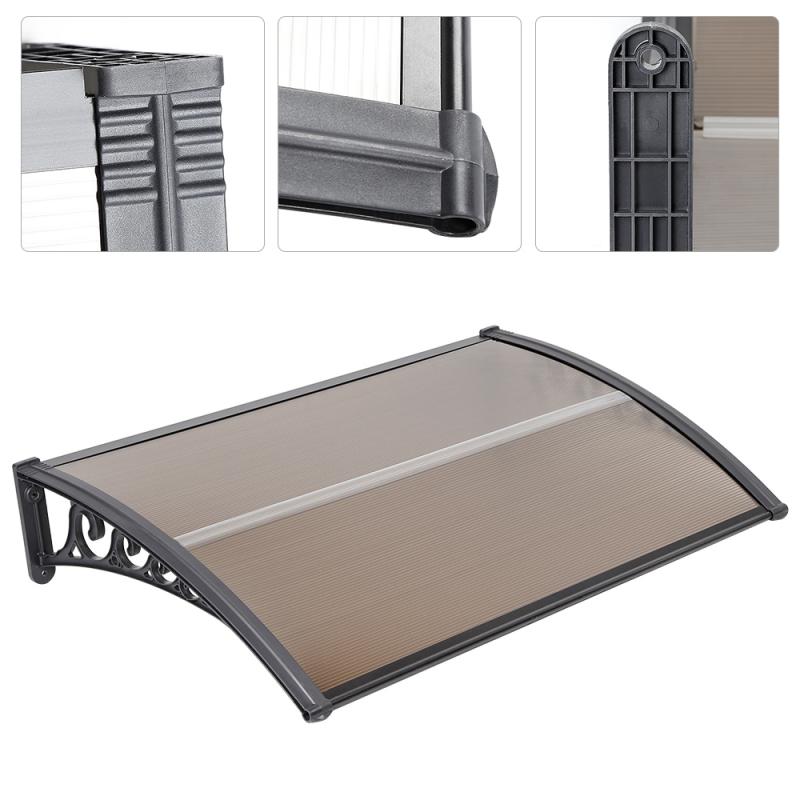 Auvent de porte-fenêtre d'entrée multi-tailles, auvent de porte Durable en polycarbonate pour extérieur HWC