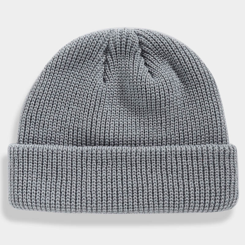 Vinter hue kort kalot unisex dame hue strikket hue hue sømandskasket manchet kantløs retro navy hat varm kalot: Mørkegrå