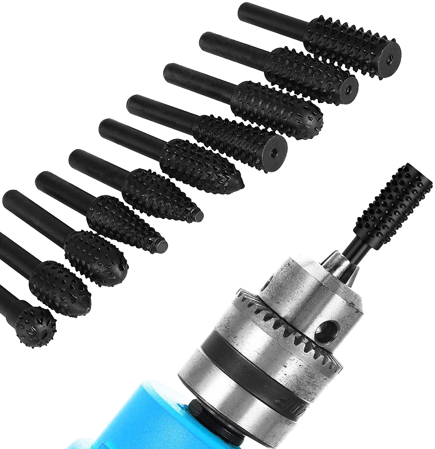 Foret à râpe pour lime à découper le bois, jeu de forets à râpe rotative de 1/4 "6mm, outil à tige en forme de ciseau en relief rotatif pour le travail du bois