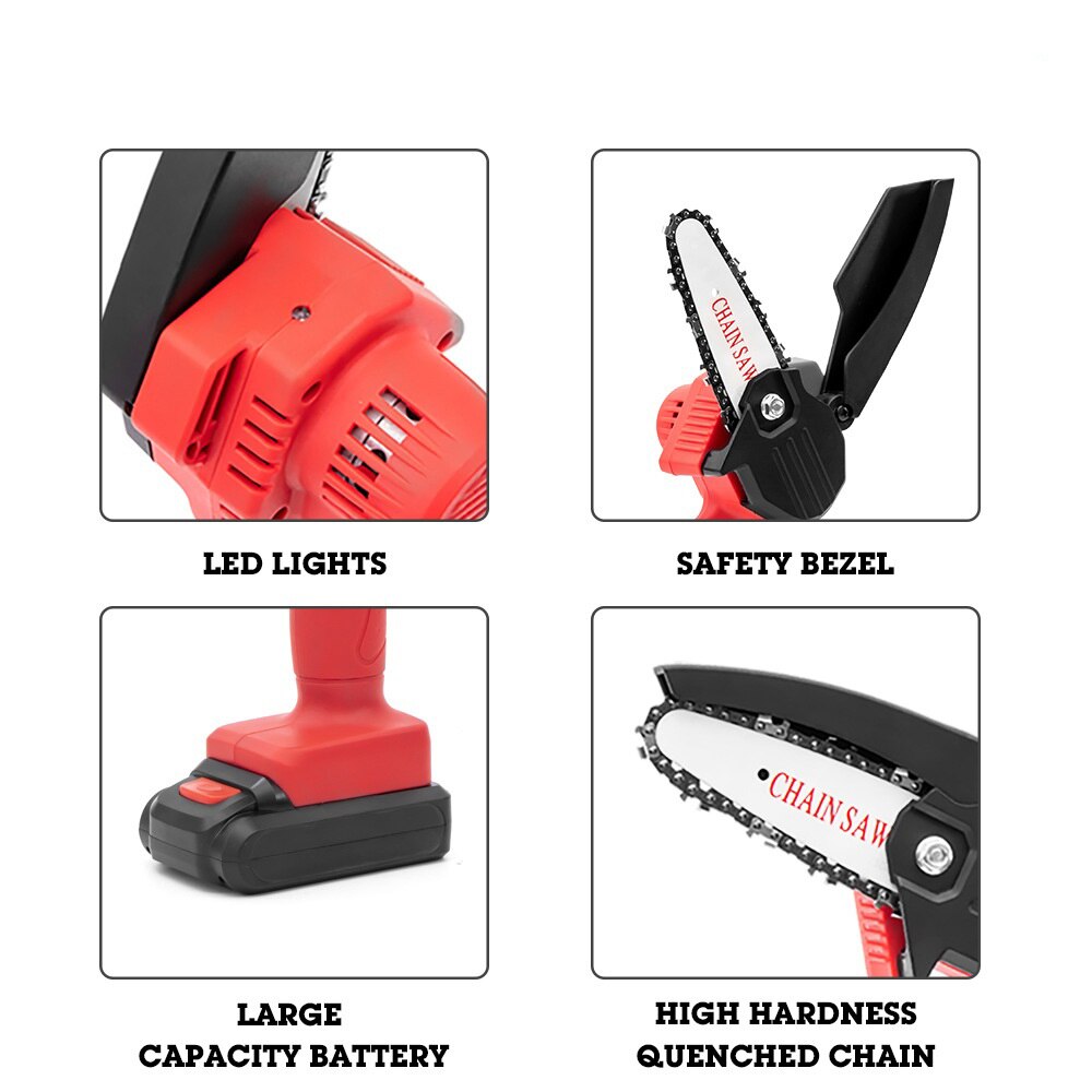 Sierra de poda eléctrica portátil recargable de 220V, Mini motosierra inalámbrica, pequeña motosierra para división de madera