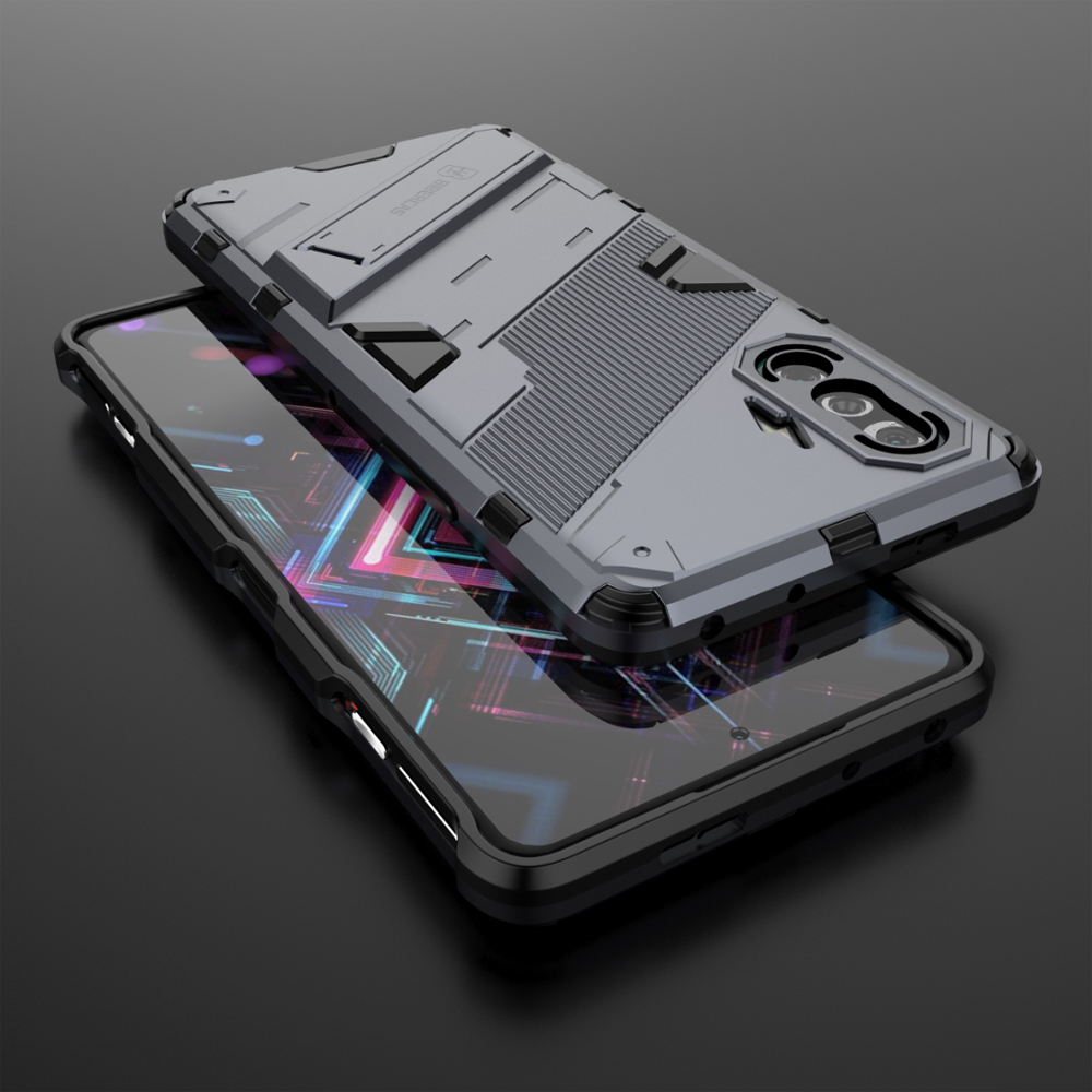 Armadura a prueba de golpes resistente TPU parachoques Fundas cubierta para Xiaomi Poco F3 GT Redmi K40 K 40 Gaming funda PC soporte Coque carcasa: ABS / Gris