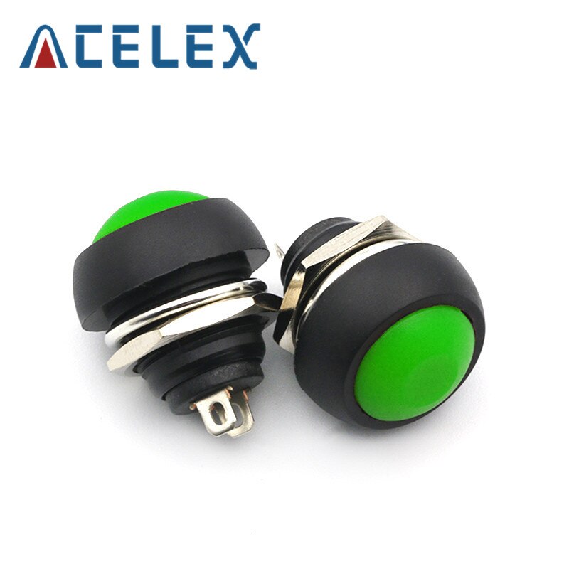 12mm PBS-33B Waterproof Momentary ON OFF Push Button Swithch Mini Round Switch: Green