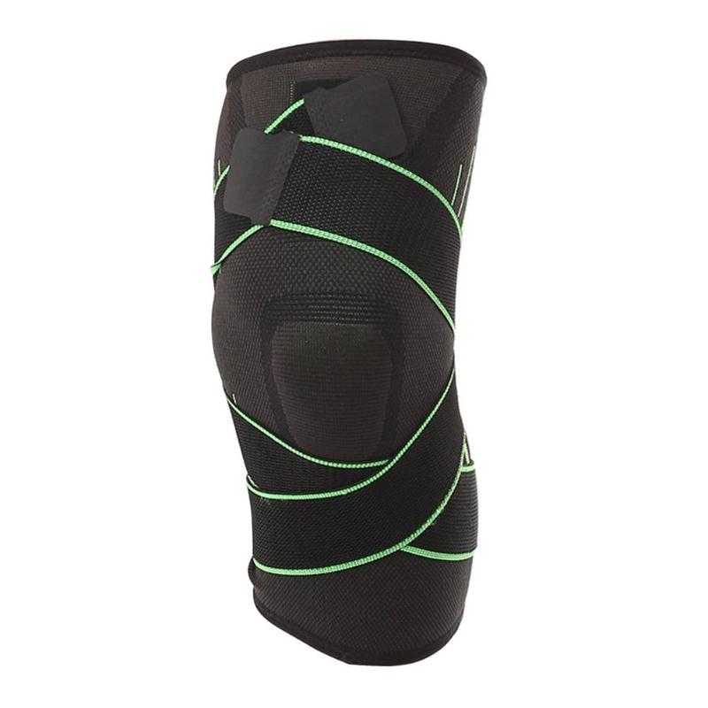 1PC 3D Weaving Pressurization Safety Knee Pads Brace Hiking Cycling Knee Support Protective Sports Knee Pad: Green / L