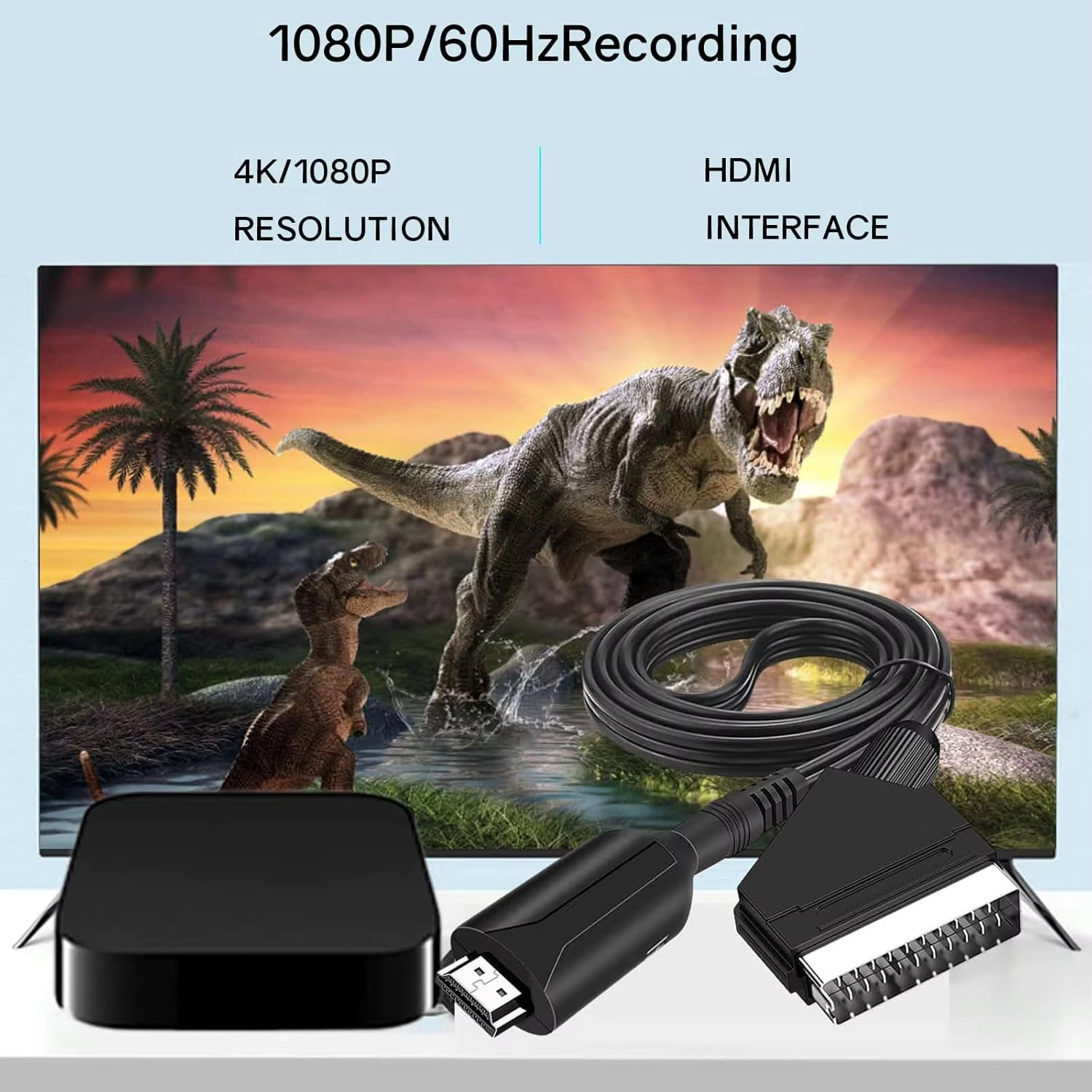 SCART zu HDMI Konverter Kabel Video Audio Konverter Adapter Scart in HDMI Out Suport 720P/1080P Schalter für HDTV DVD