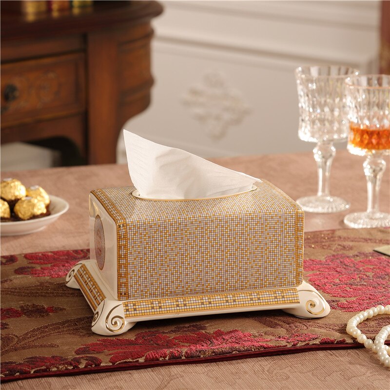 Bathroom Paper Box Ceramic European Style Tissue Rack Organizer Holder For Office Home Living Room DiningRoom KTV Useful
