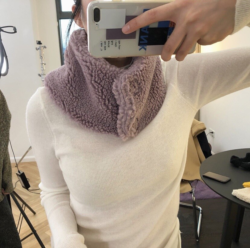 Winter woman warm eco wool scarf: Lavender