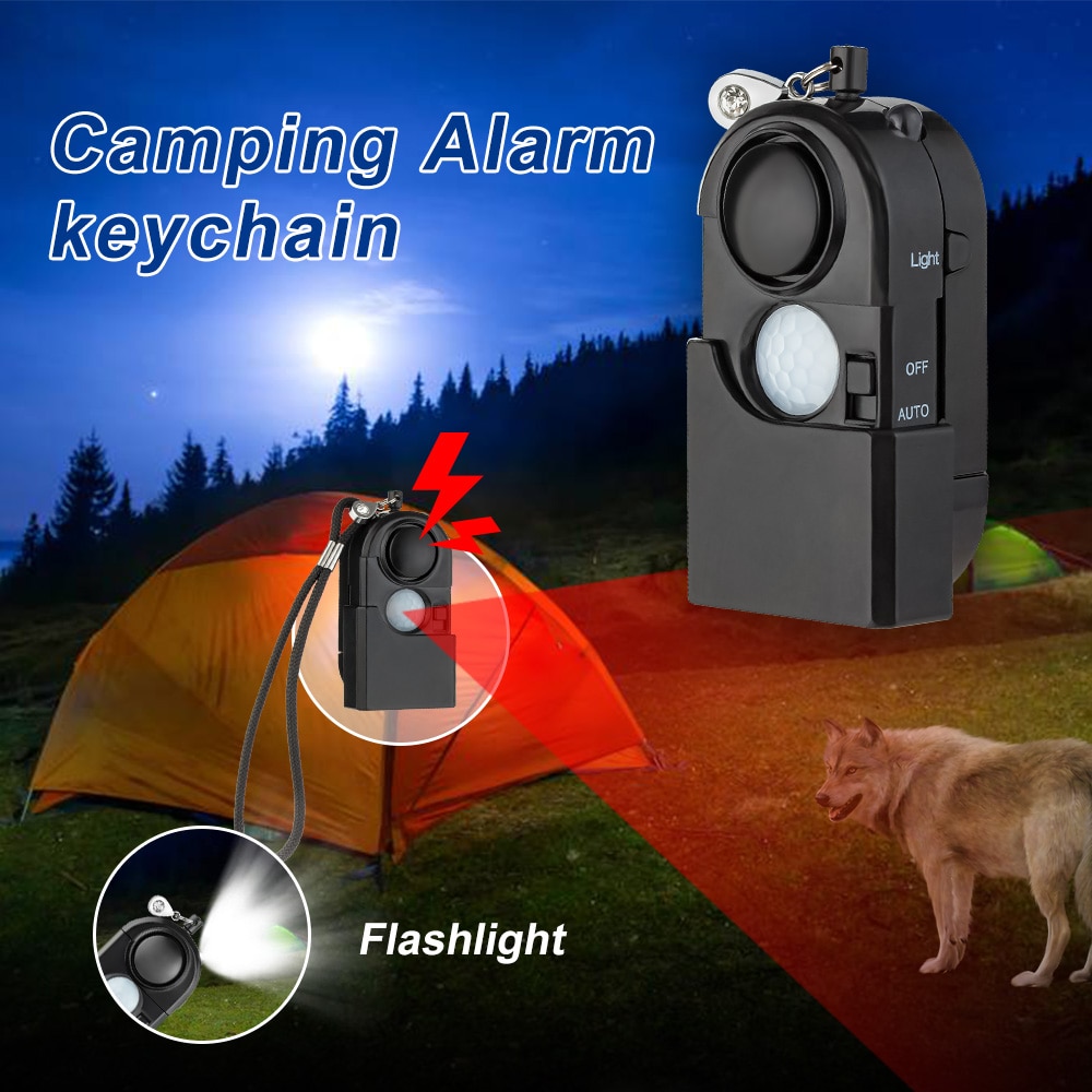 2 stk bærbar mini 120db selvsikkerhed anti tyveri pervert lommelygte camping rejse infrarød bevægelse alarm sos sensorer detektorer
