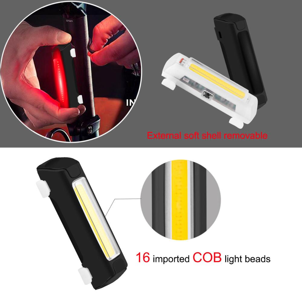 LED USB Rechargeable Bicycle Bike Cycling Front Tail Rear Light Warning Lamp