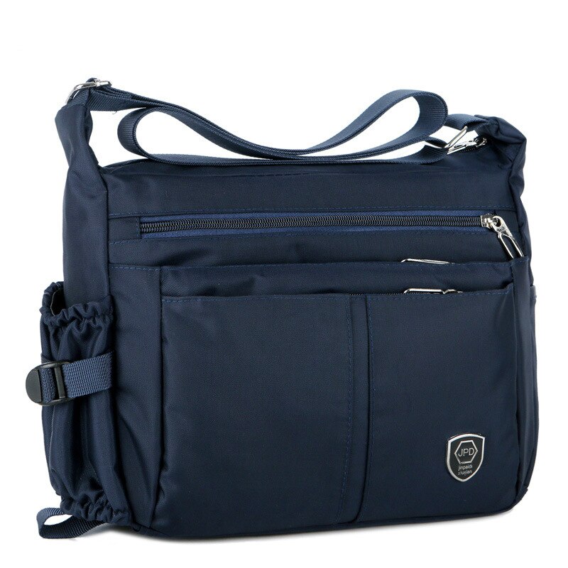 Casual men's shoulder messenger bag splash-proof nylon shoulder bag Korean bag with water belt messenger bag: BLUE