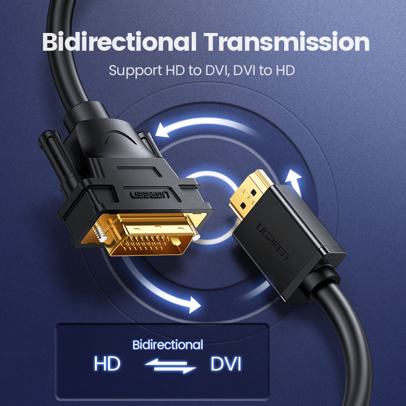 Ugreen HDMI vers DVI bi-direction DVI-D 24 + 1 câble adaptateur HD 1080P convertisseur pour Xbox PS4 HDTV LCD DVD mâle vers mâle DVI vers HDMI