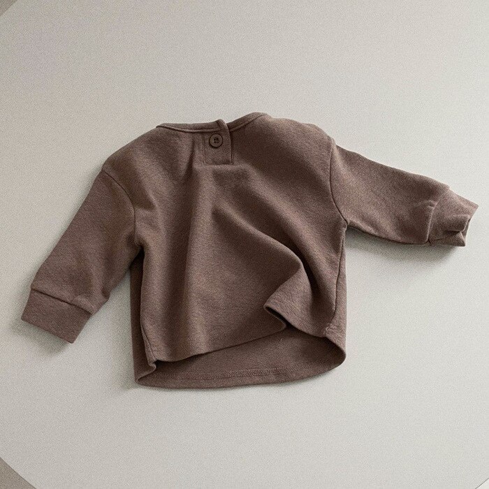 2022 Lente Mode Pasgeboren Baby Kleding Baby Peuter Jongens Meisjes Lange Mouw O-hals Kinderen Tops Trui 3 Kleuren: coffee / 9M 73cm