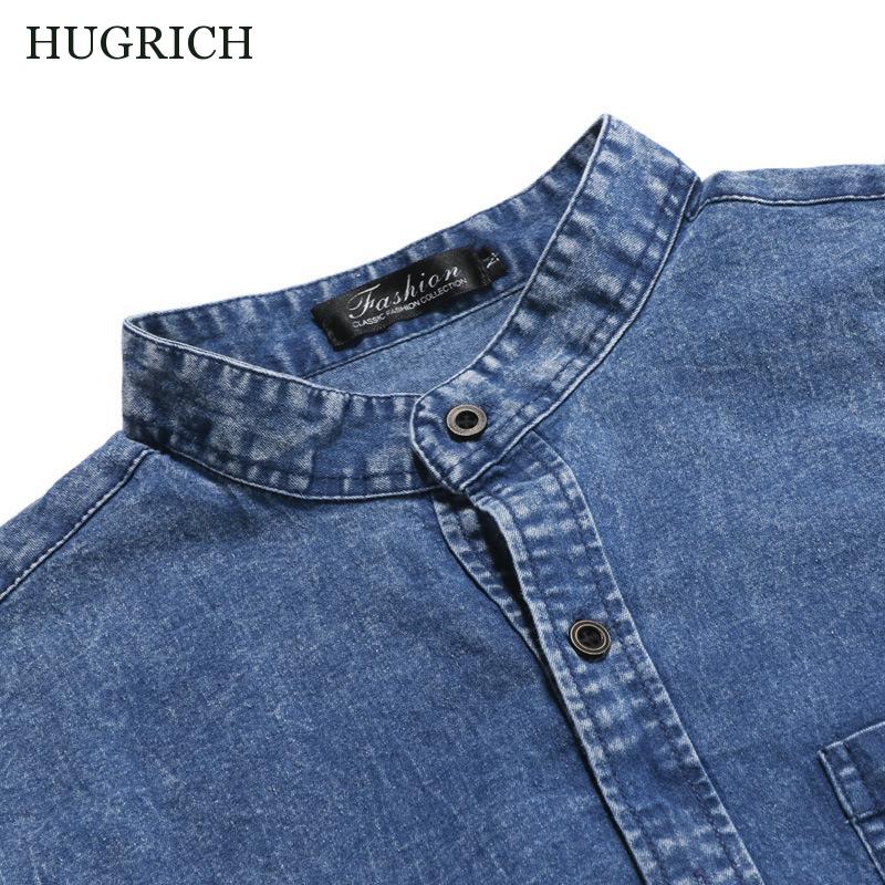 Dongeriskjorte herre fritidsskjorte slim fit langermet denimskjorte dongerijakke pluss størrelse m -3xl