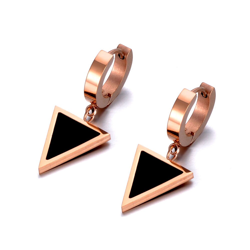 Lokaer trendy titanium rustfrit stål geometriske trekant øreringe smykker sorte akryl hoop øreringe til kvinder piger  e20011: Default Title