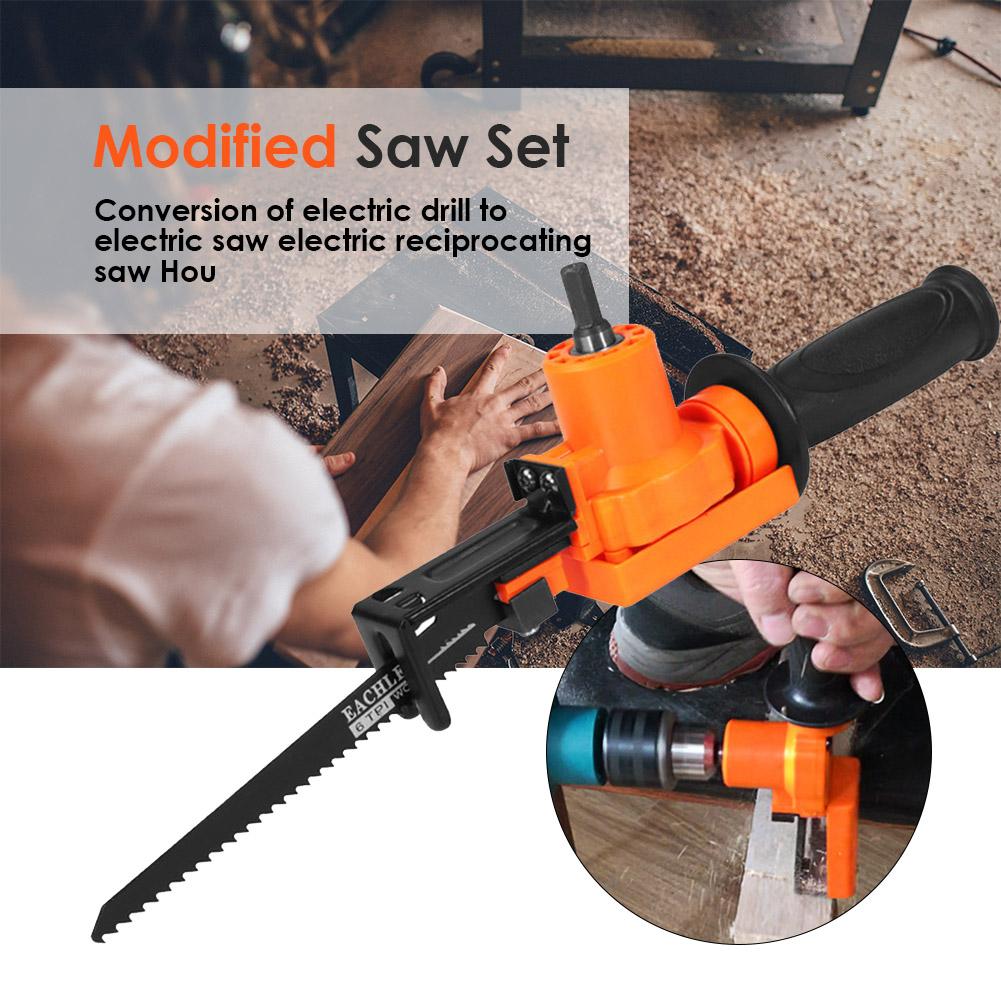 Portable Household Reciprocating Saw Drill Metal Woodworking Cutting Tool Electric Drill Tools Attachment Fits for Woodworking