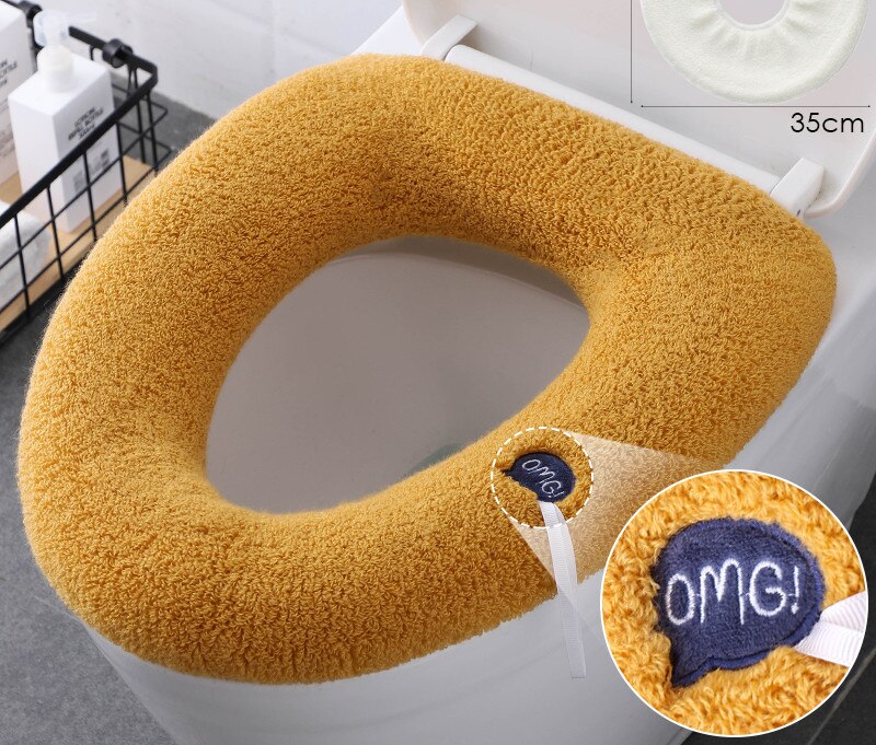 Winter Large Universal Keep Warm Waterproof Soft Toilet Mat Washable Thicken Bathroom Supplies Toilet Seat Cover Accessories: F