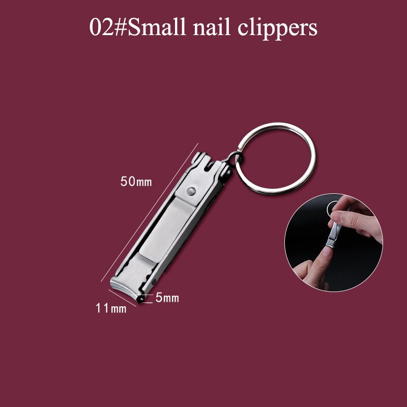 1pc sammenleggbare 0.5cm ultratynne bærbare spikertåklipper i rustfritt stål saks manikyr pedikyr verktøy fingernegleklipper: 02 små