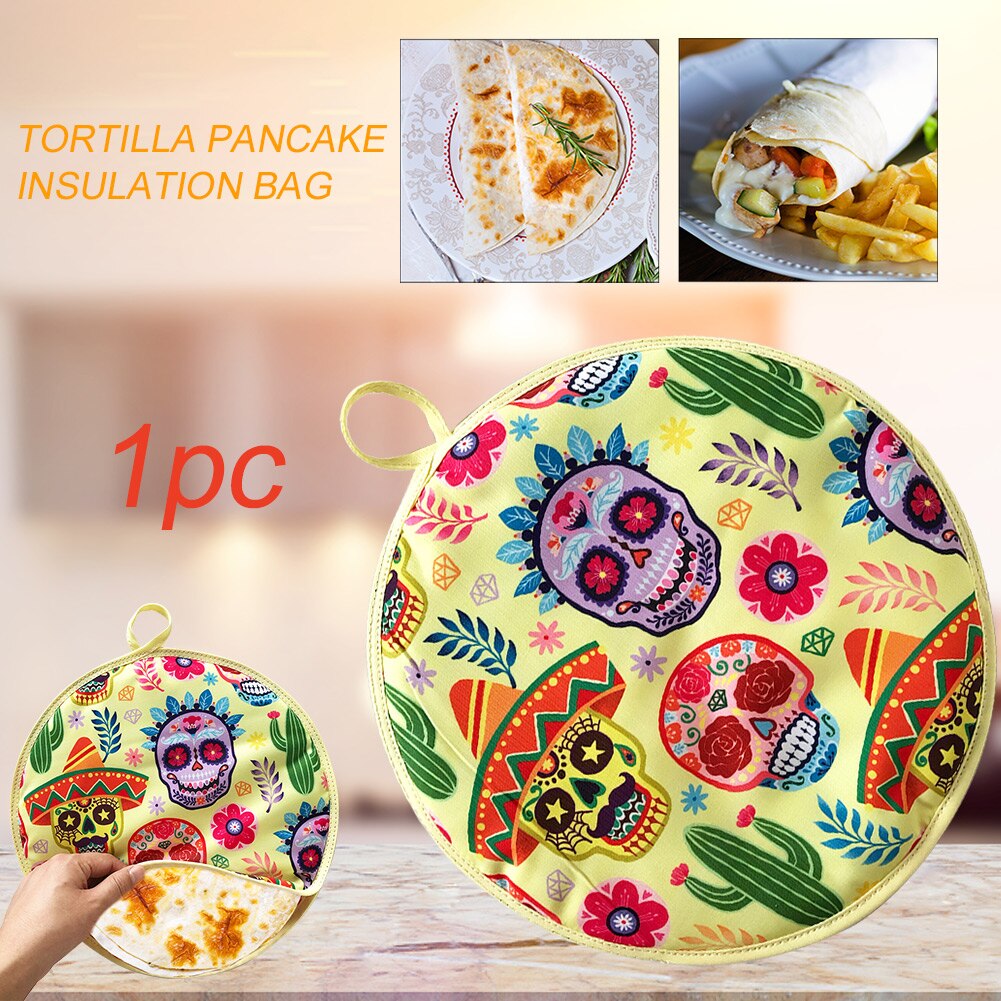 12 tommer tortilla varmere pose isoleret taske køkken hjem varmebestandig klud bærbar til mikroovn mel restaurant trykt