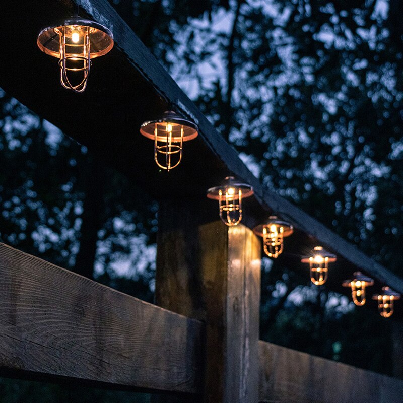 Guirlande lumineuse solaire LED avec interrupteur en fer, luminaire décoratif d&#39;extérieur, idéal pour un jardin, une pelouse ou une cour