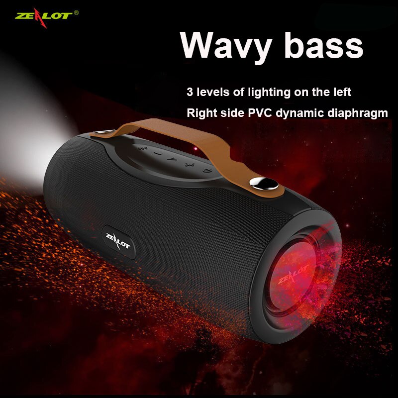 ZEALOT S29 Bluetooth Speakers Wireless Sound box For Computer Column Stereo Subwoofer With Power Bank+Flashlight Outdoor Boombox