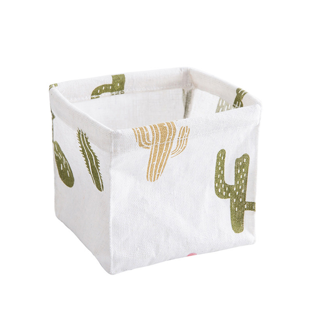 Papeterie Mini conteneur lin boîte carrée décor à la maison panière de rangement pour bureau articles divers jouet boîte de rangement cosmétique livre organisateur: Cactus