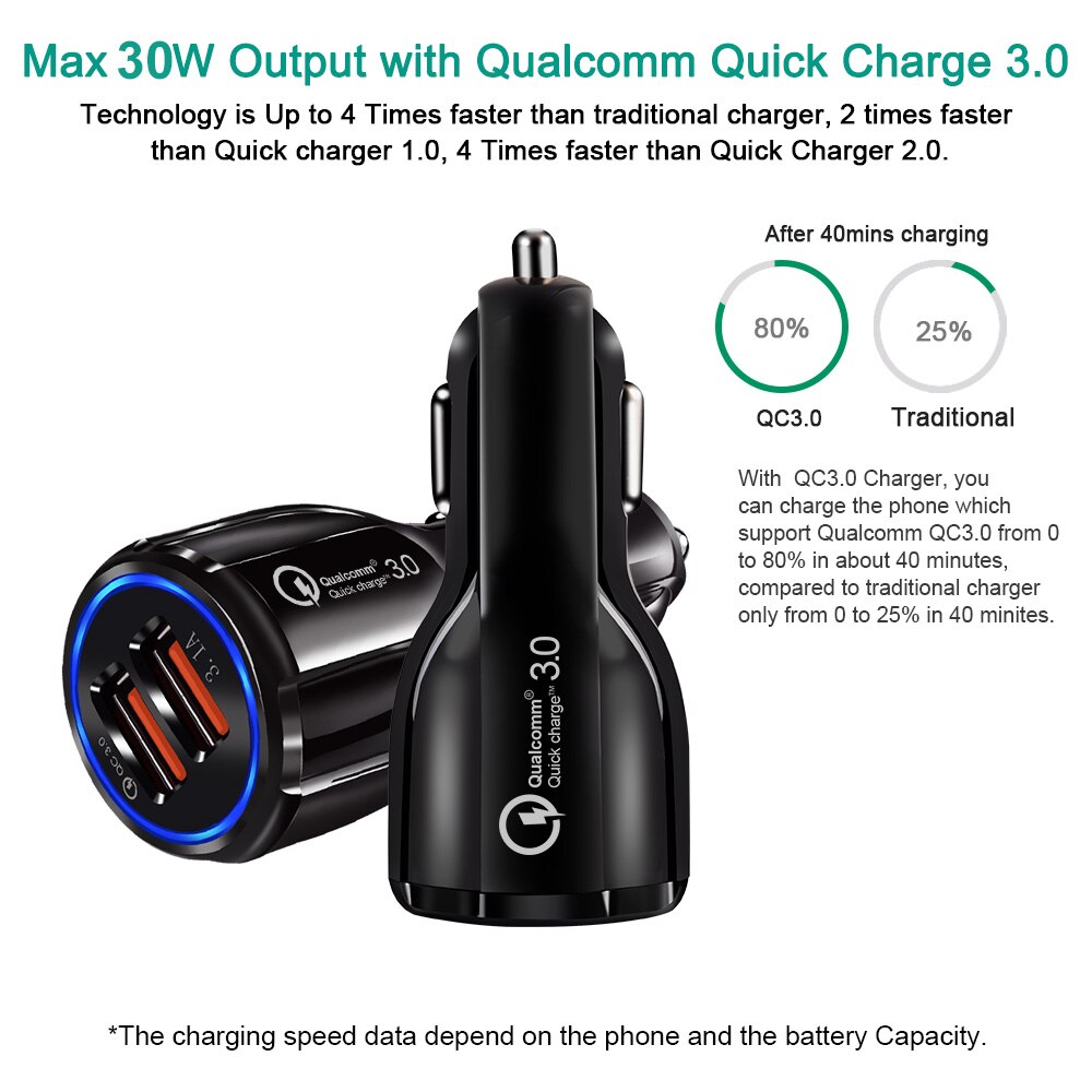 18W QC3.0 Autolader Dual Usb Snel Opladen 3.1A Telefoon Oplader Adapter Voor Iphone 12 11 Pro Max7 8 xiaomi Oppo Huawei