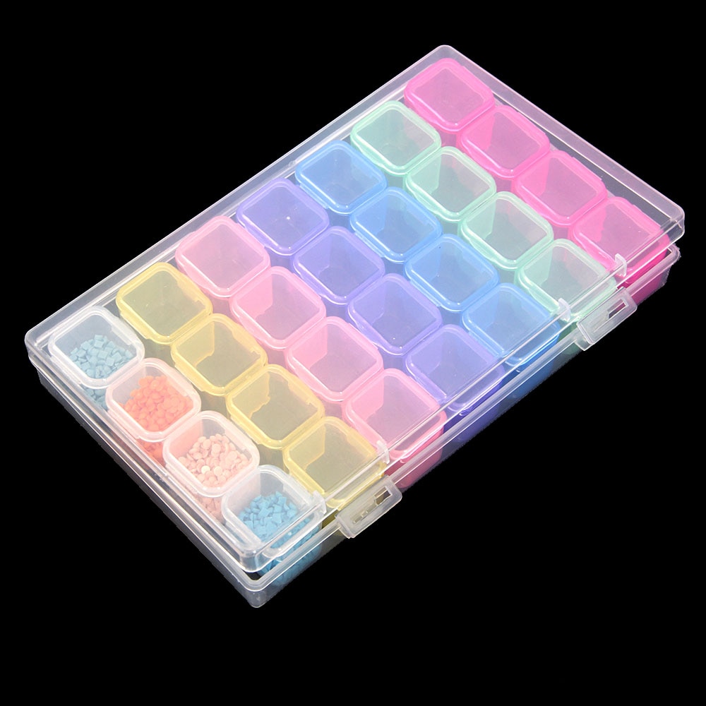 8/28Grid Transparent Plastic Suitcase Diamond Bead Container Storage Box Tool Nail Art Rhinestone Mosaic Organizer Accessories