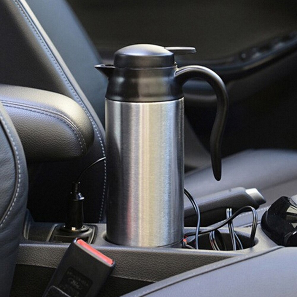 Taza calefactora eléctrica de acero inoxidable para coche, termo eléctrico de 750ML, 12V/24V, calentador de agua para hervidor de Taza de Viaje
