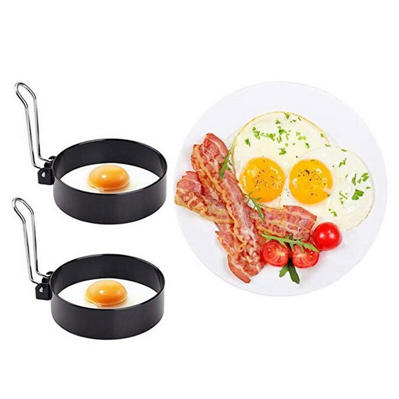 Anneau d'oeuf antiadhésif moule Shaper cercles oeuf frit crêpe Shaper Omelette moule acier inoxydable cuisine friture oeufs moule outils: 2PCS